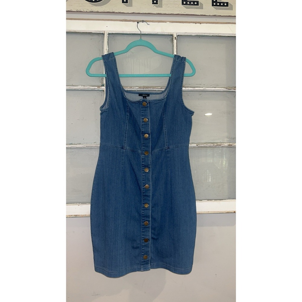 Blashe Denim Tank Dress Junior Large Light Wash Blue Stretch Sheath Sleeveless